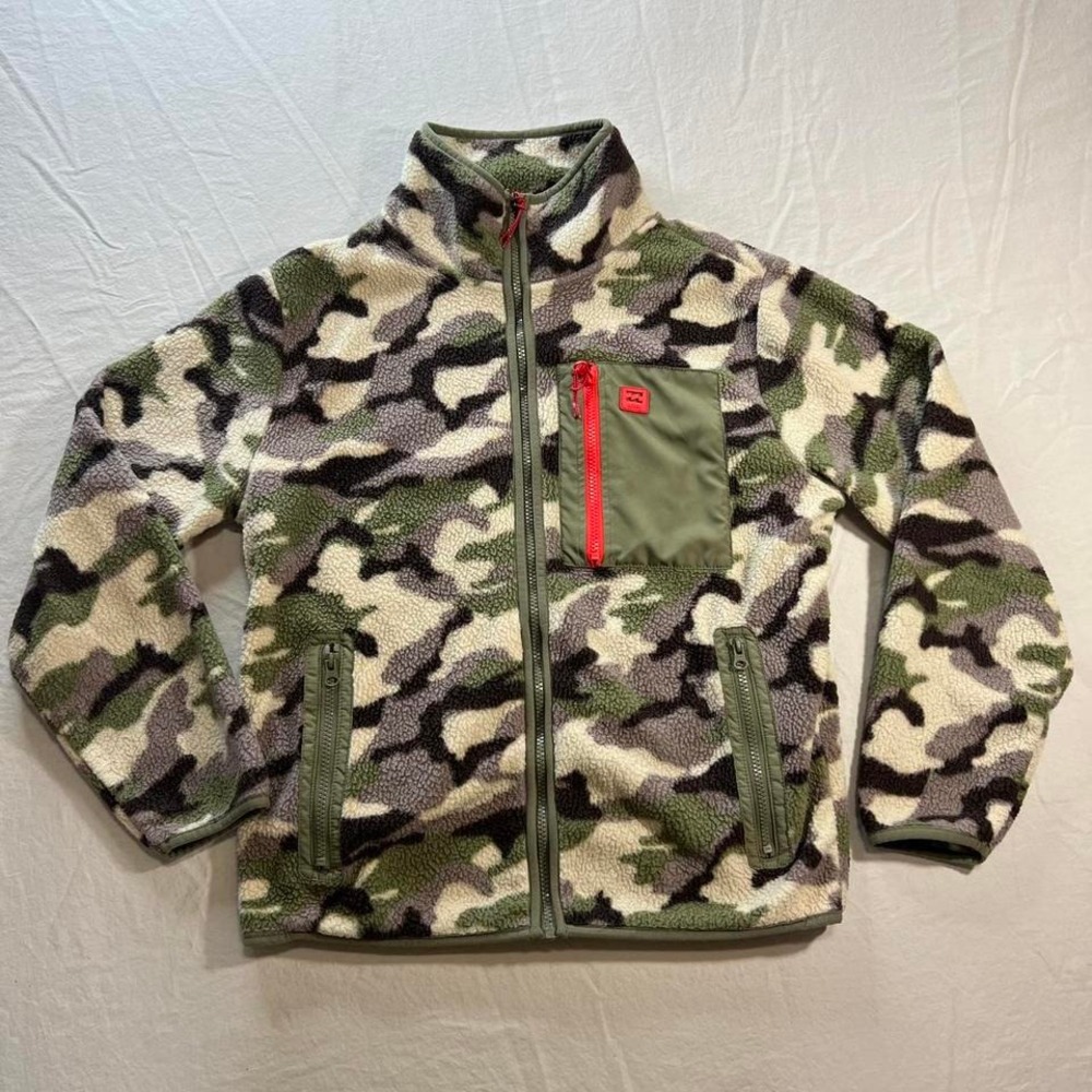 Green and pink billabong camouflage fleece jacket Medium - Picture 2 of 8